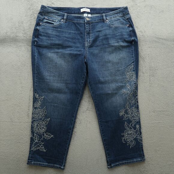 Lane Bryant Jeans Womens Size 20 Blue Mid-Rise Flex Girlfriend Crop 24.5" Inseam - Picture 1 of 16